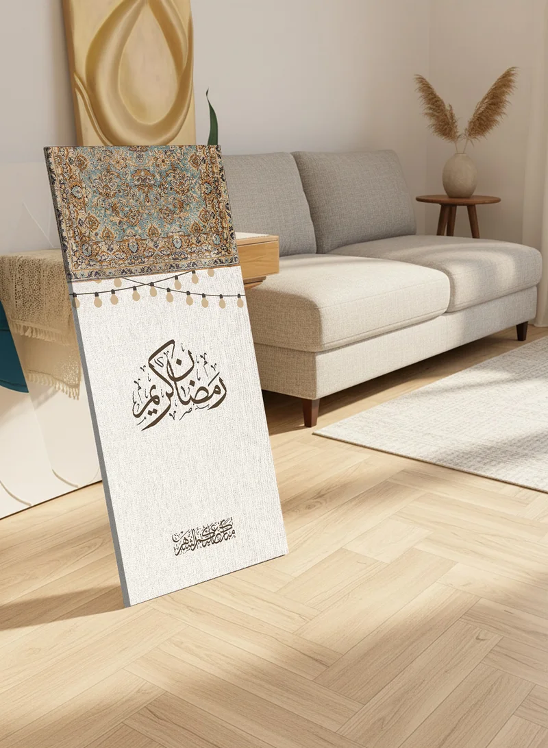 LOWHA Canvas Wall Art on Wooden Frame with Back Stand Featuring Ramadan Kareem Design